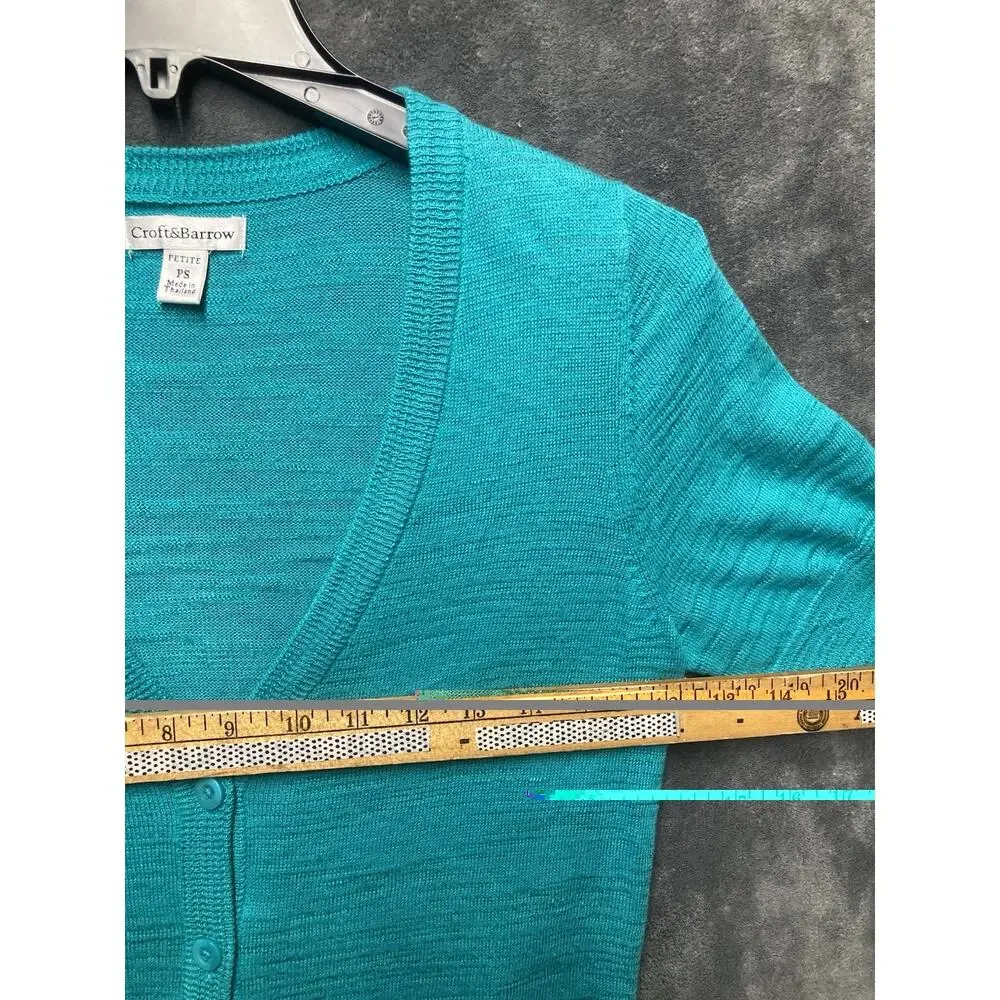 Croft & Barrow Lot of 2 Button Cardigans 3/4 Slv Pink/Teal Petite PS Soft Girl